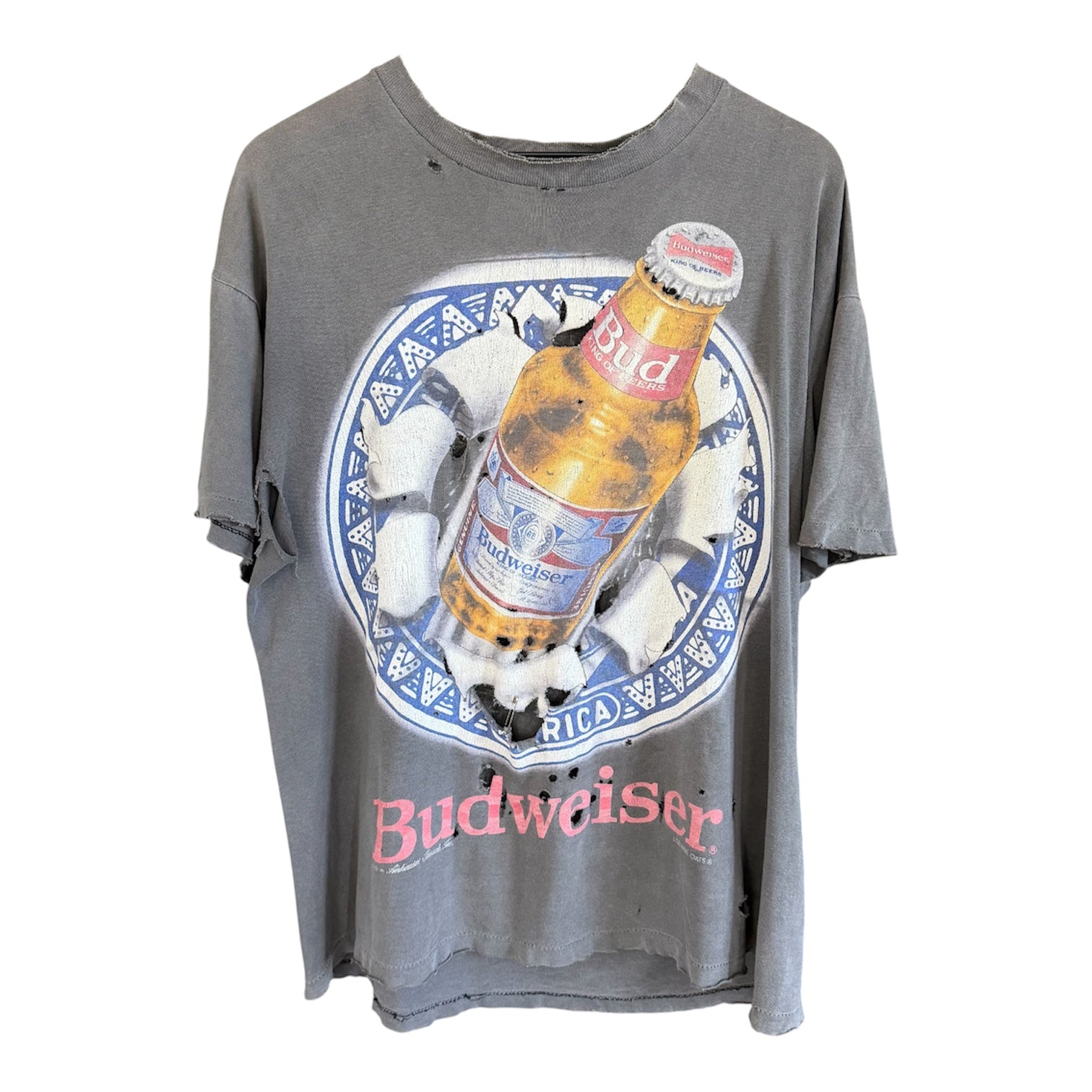 Vintage Faded Gray Budweiser Tee